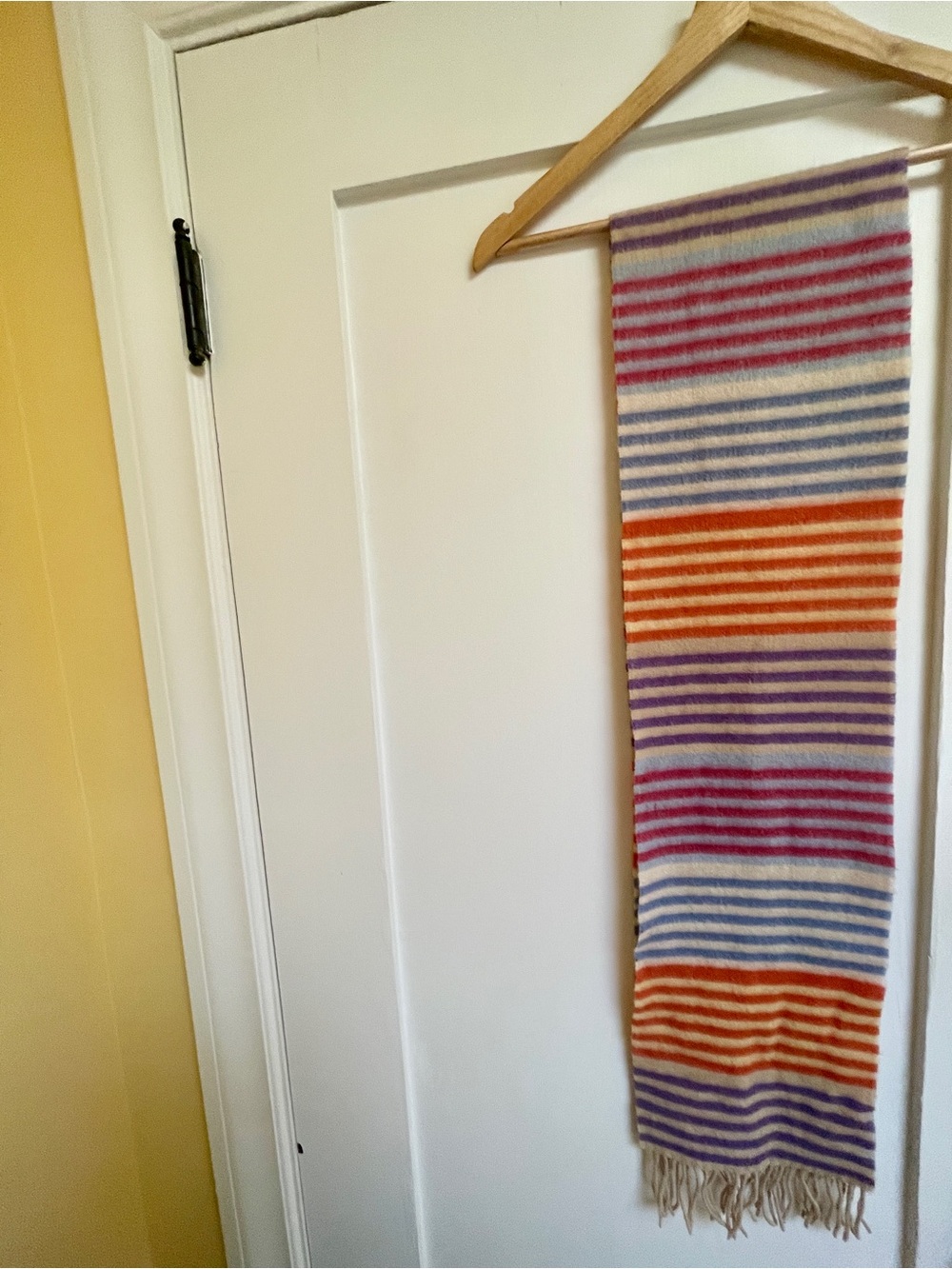 Striped Multicolor Cashmere Fringe Scarf -